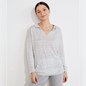 Haven Well Within 100% Linen Light Gray Hoodie Top. Size M.